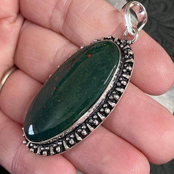 Heliotrope Bloodstone Pendant Stone Crystal Jewelry - Picture 4 of 7
